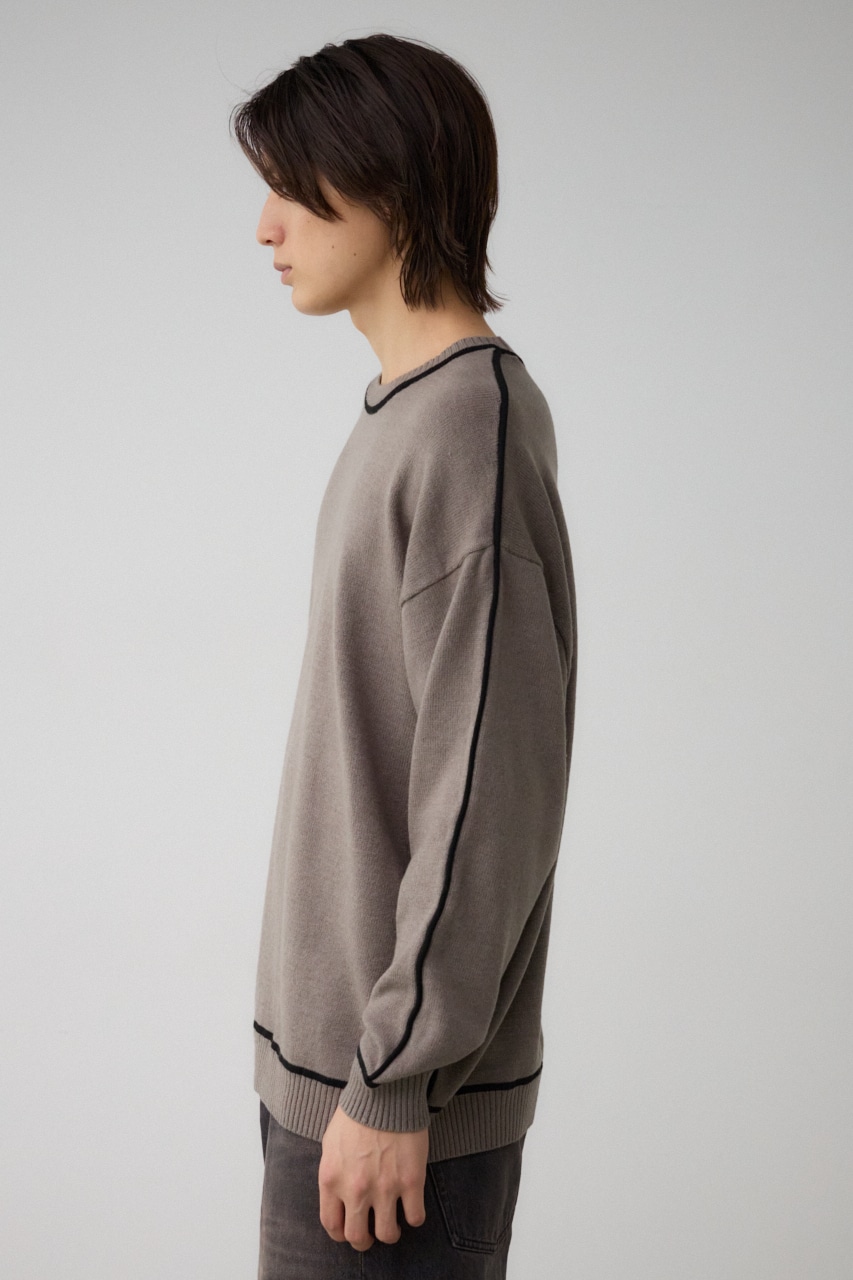 配色パイピングニット GRY FREE