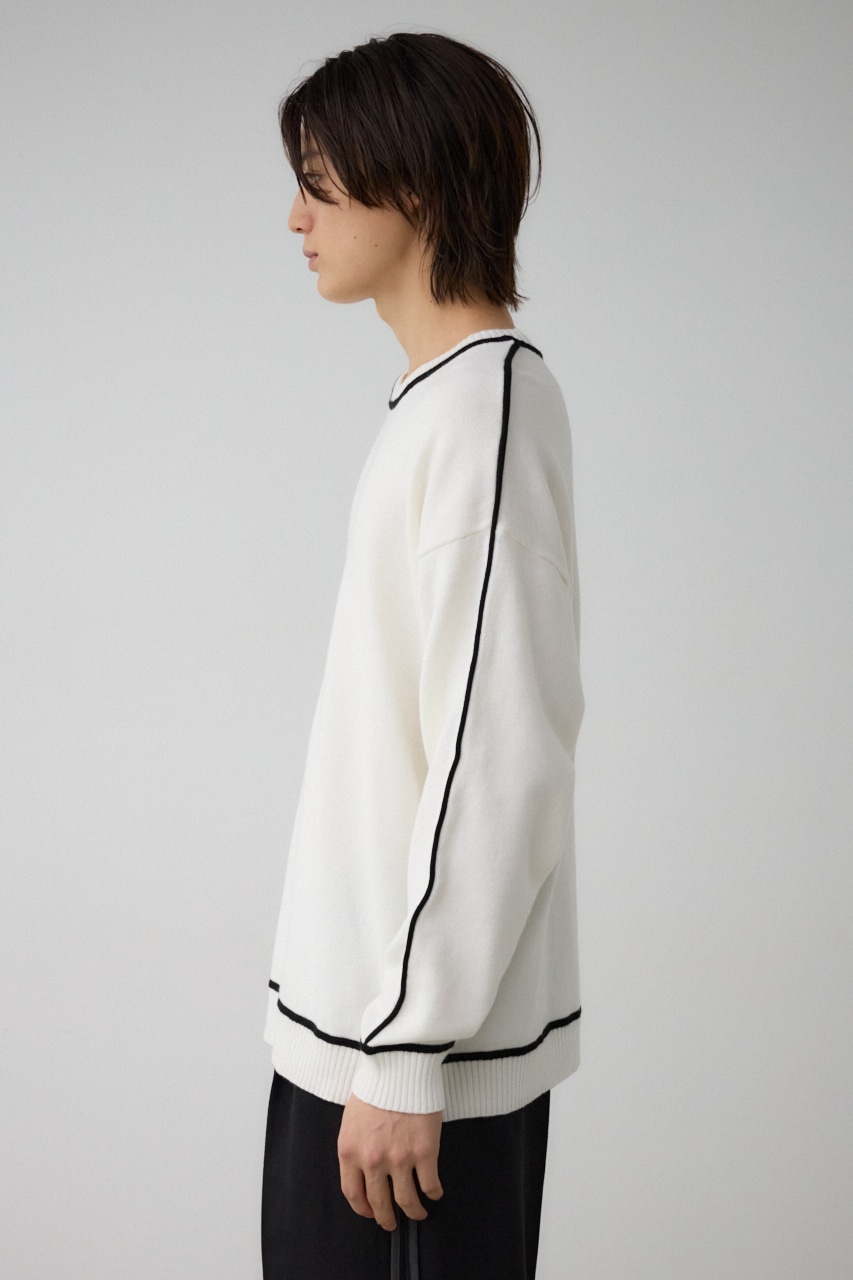 配色パイピングニット O/WHT FREE