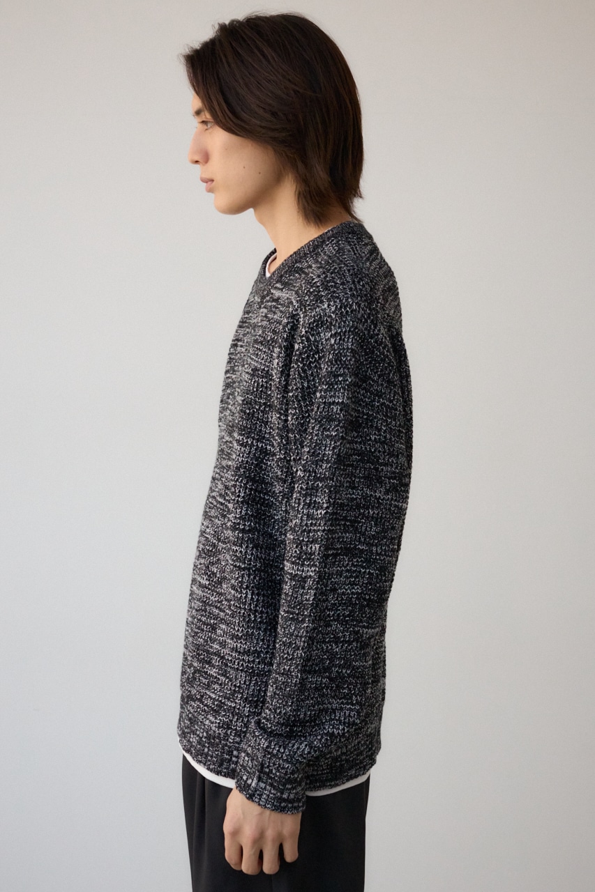 ワッフルレイヤードニット T.GRY L