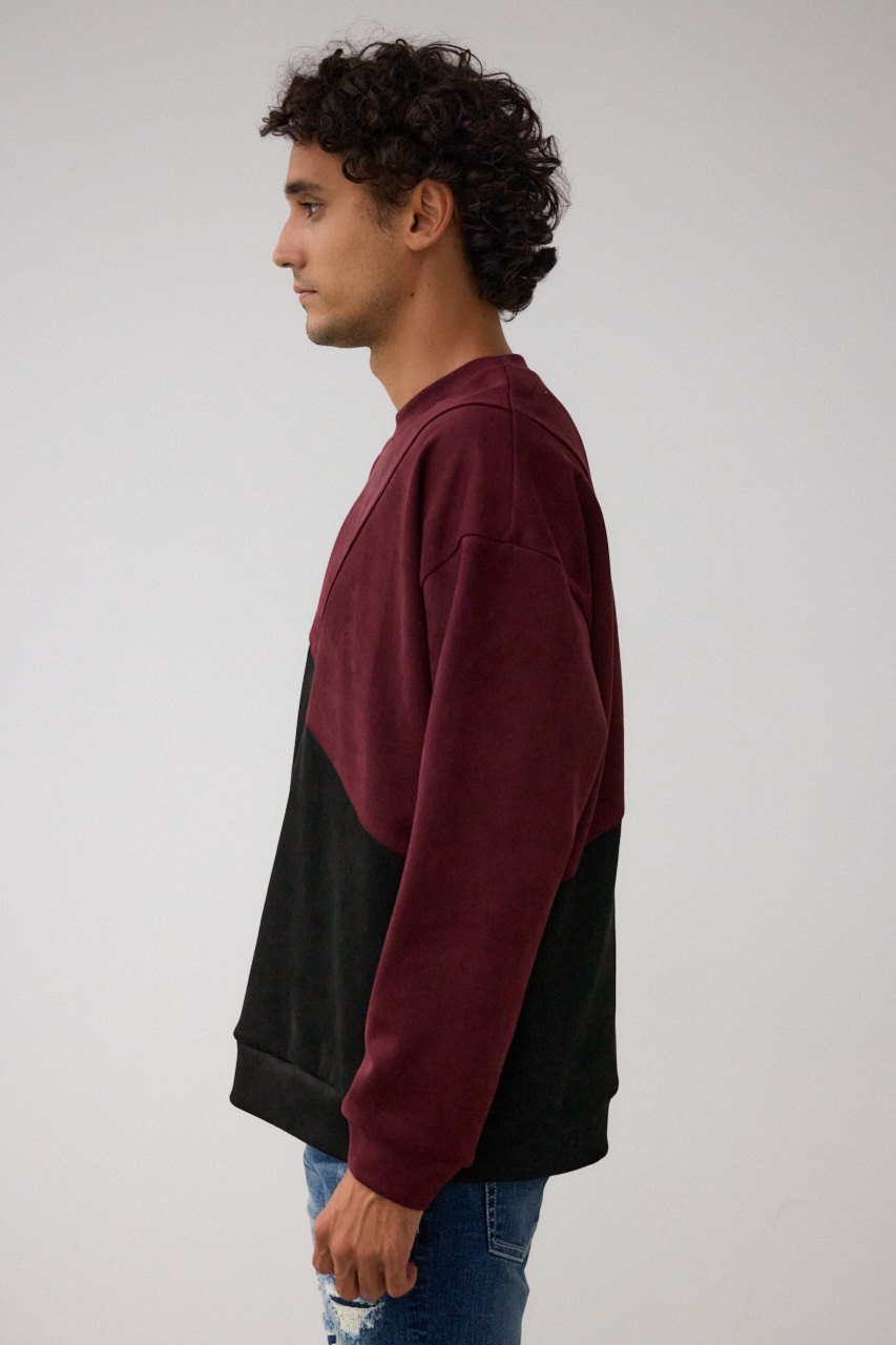 フェイクスウェードパネル切替トップス 柄BRD FREE