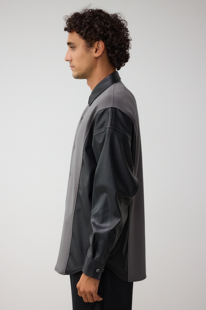 フェイクレザースウィッチングシャツ 柄GRY FREE