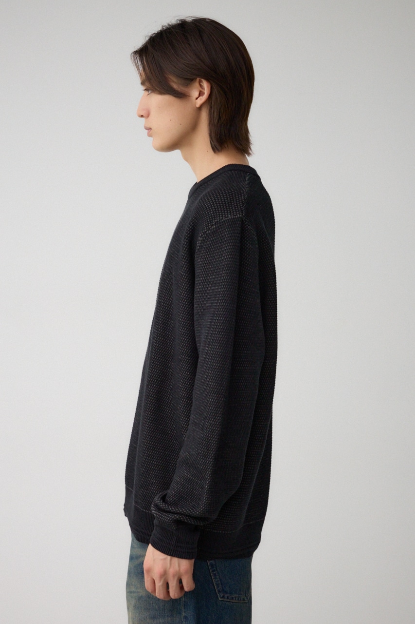 ハニカムベーシッククルーネックニット BLK M