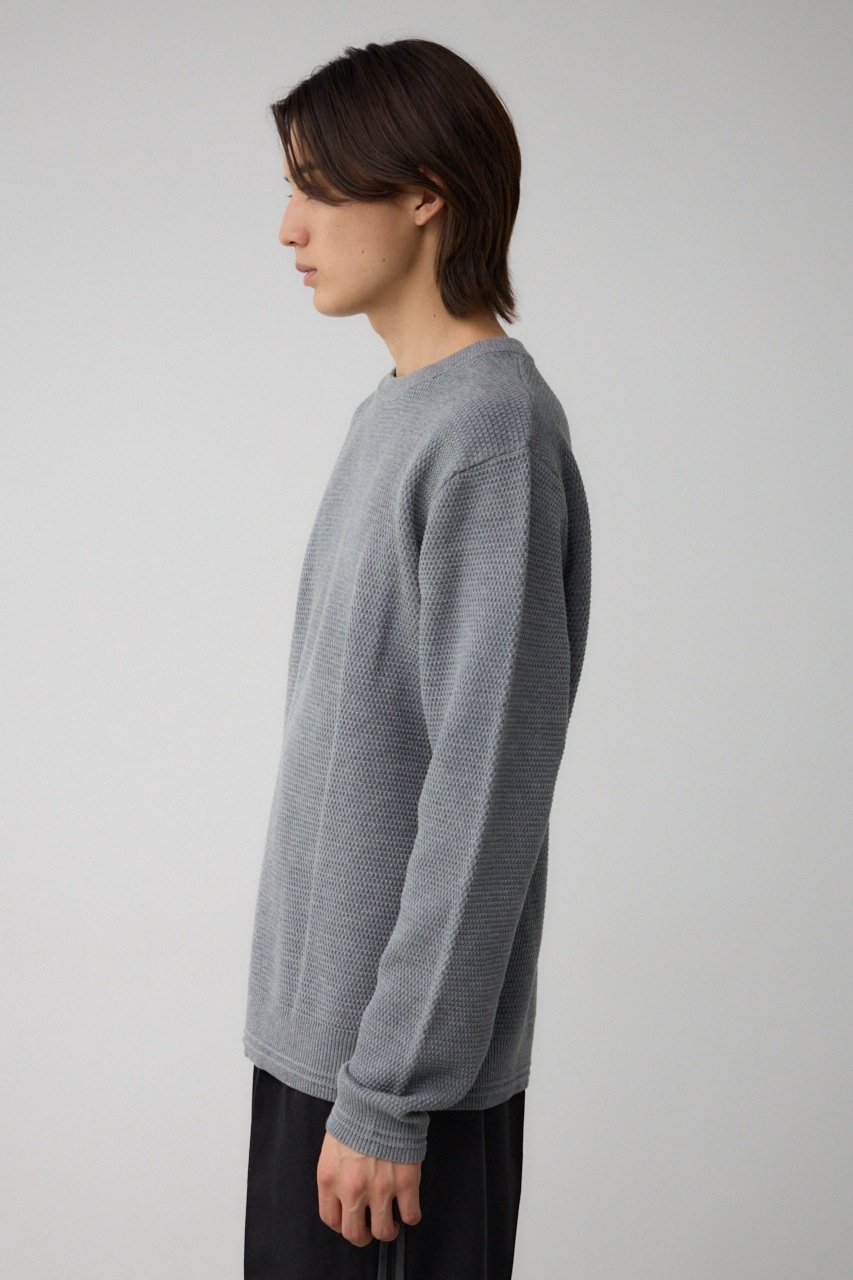 ハニカムベーシッククルーネックニット GRY M