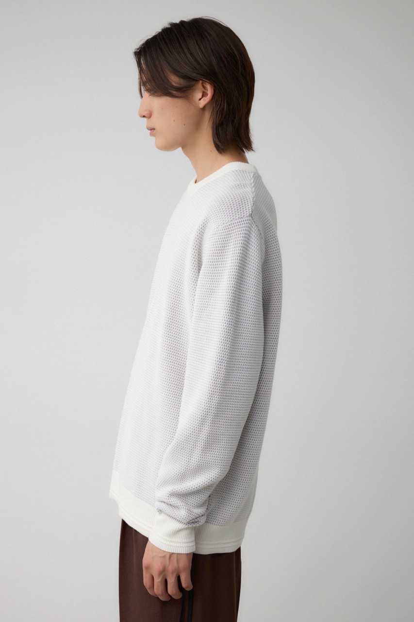 ハニカムベーシッククルーネックニット WHT L