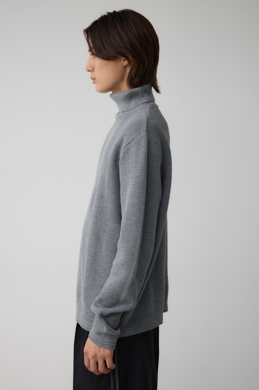 ハニカムタートルネックニット GRY M