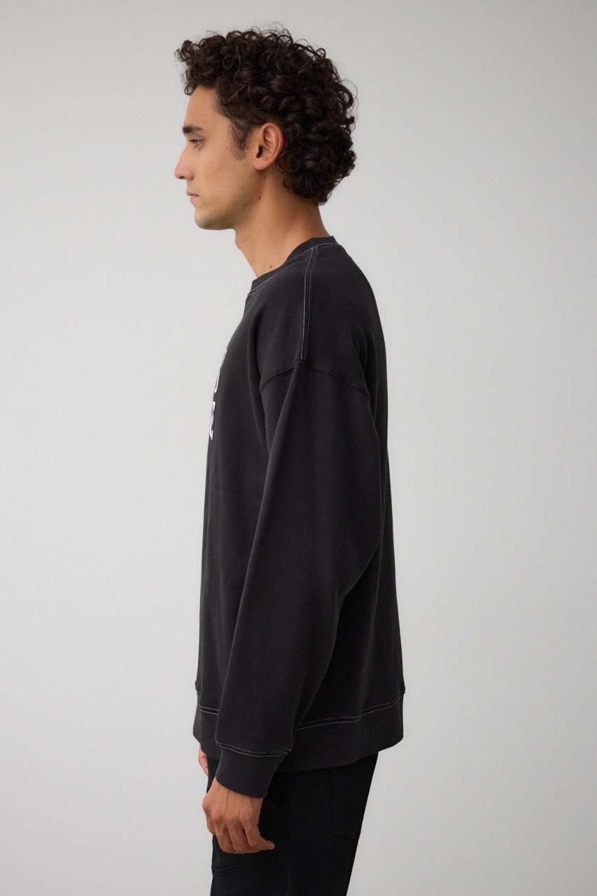 裏起毛配色ステッチトップス BLK L