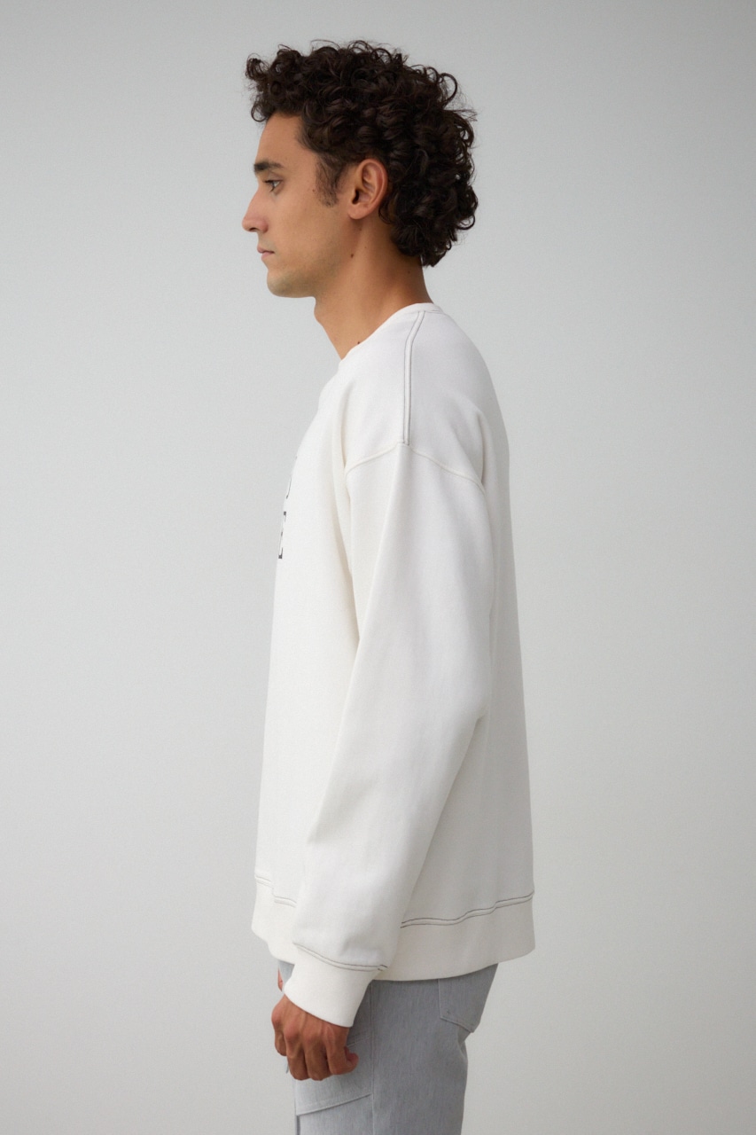 裏起毛配色ステッチトップス WHT L