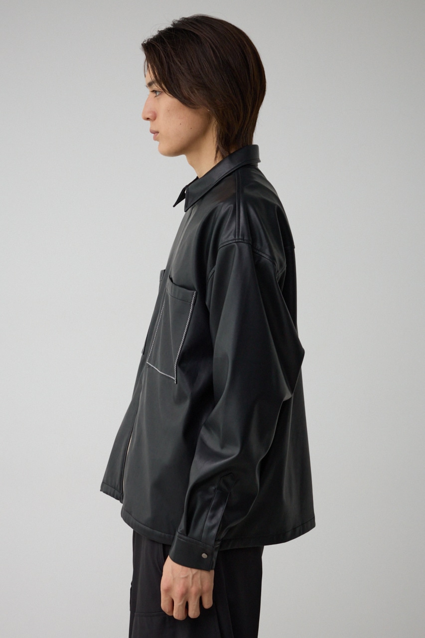 フェイクレザーCPOシャツ BLK FREE