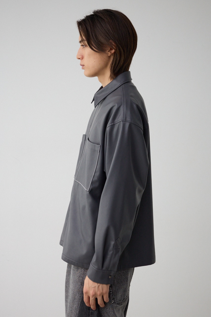 フェイクレザーCPOシャツ C.GRY FREE