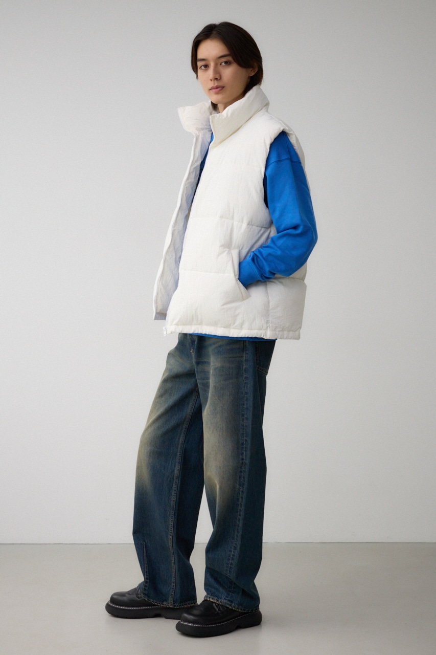 スタンドカラー中綿ベスト O/WHT FREE