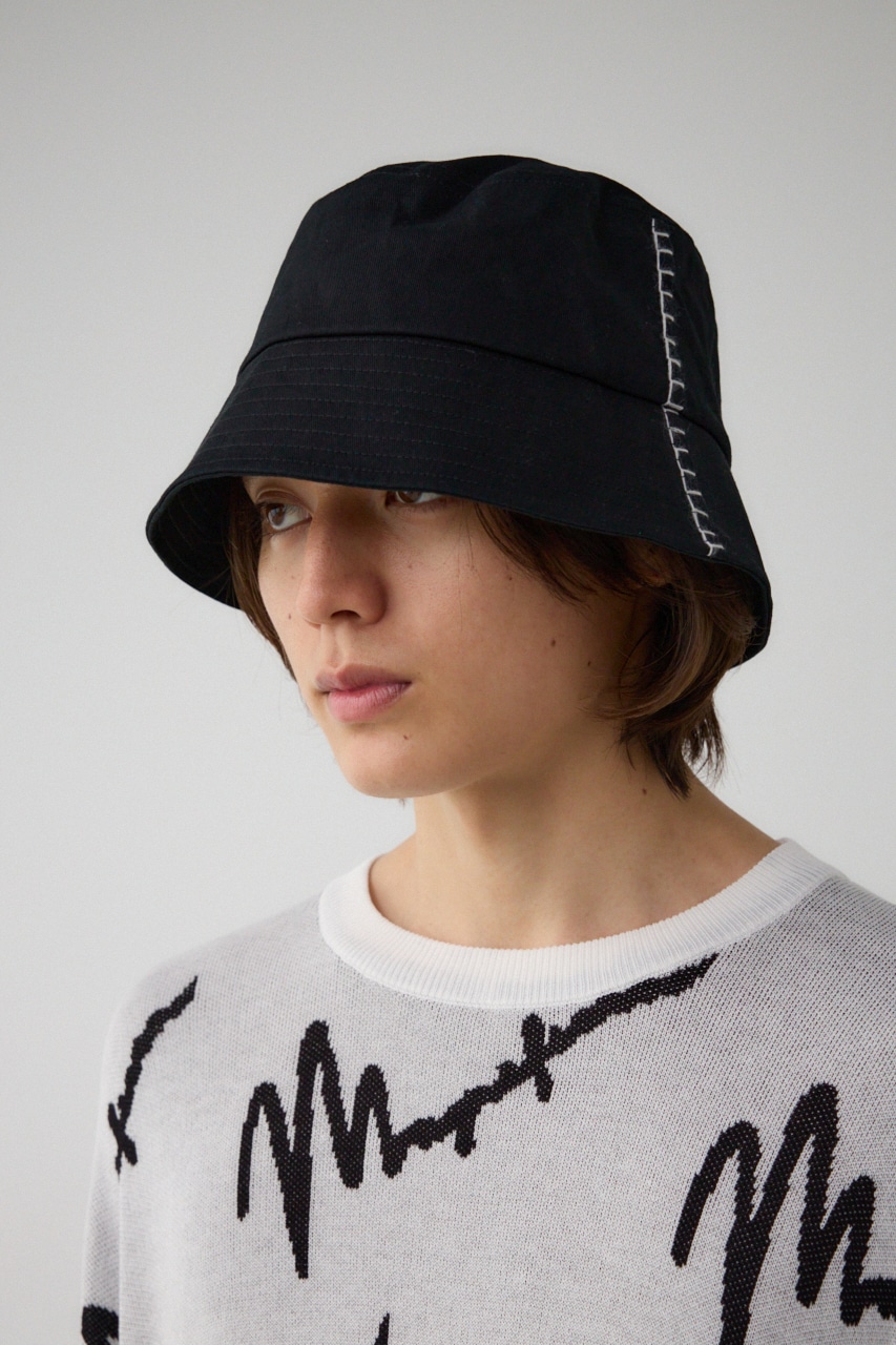 ブランケットステッチバケットハット BLK FREE