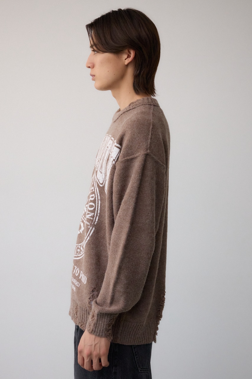 リバーシブルダメージニット BEG FREE