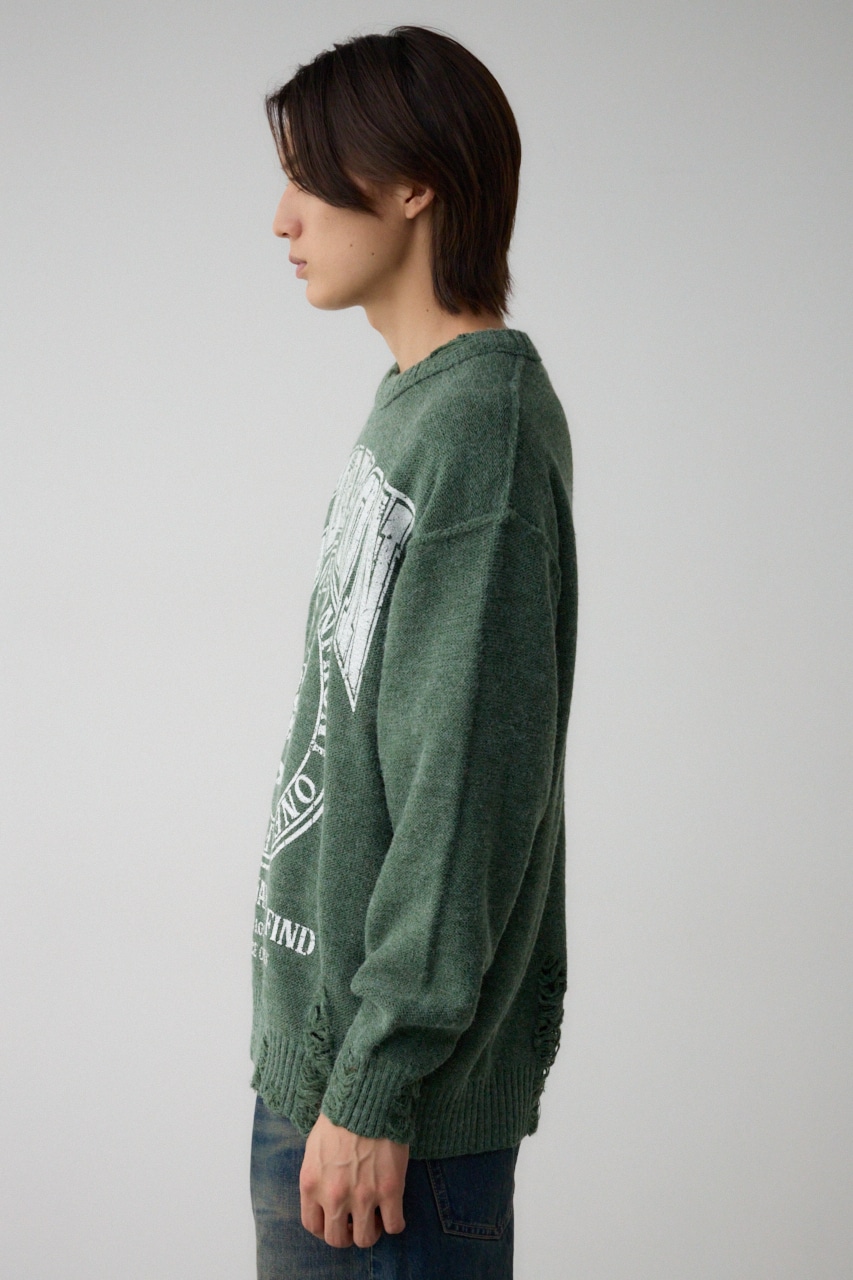 リバーシブルダメージニット GRN FREE