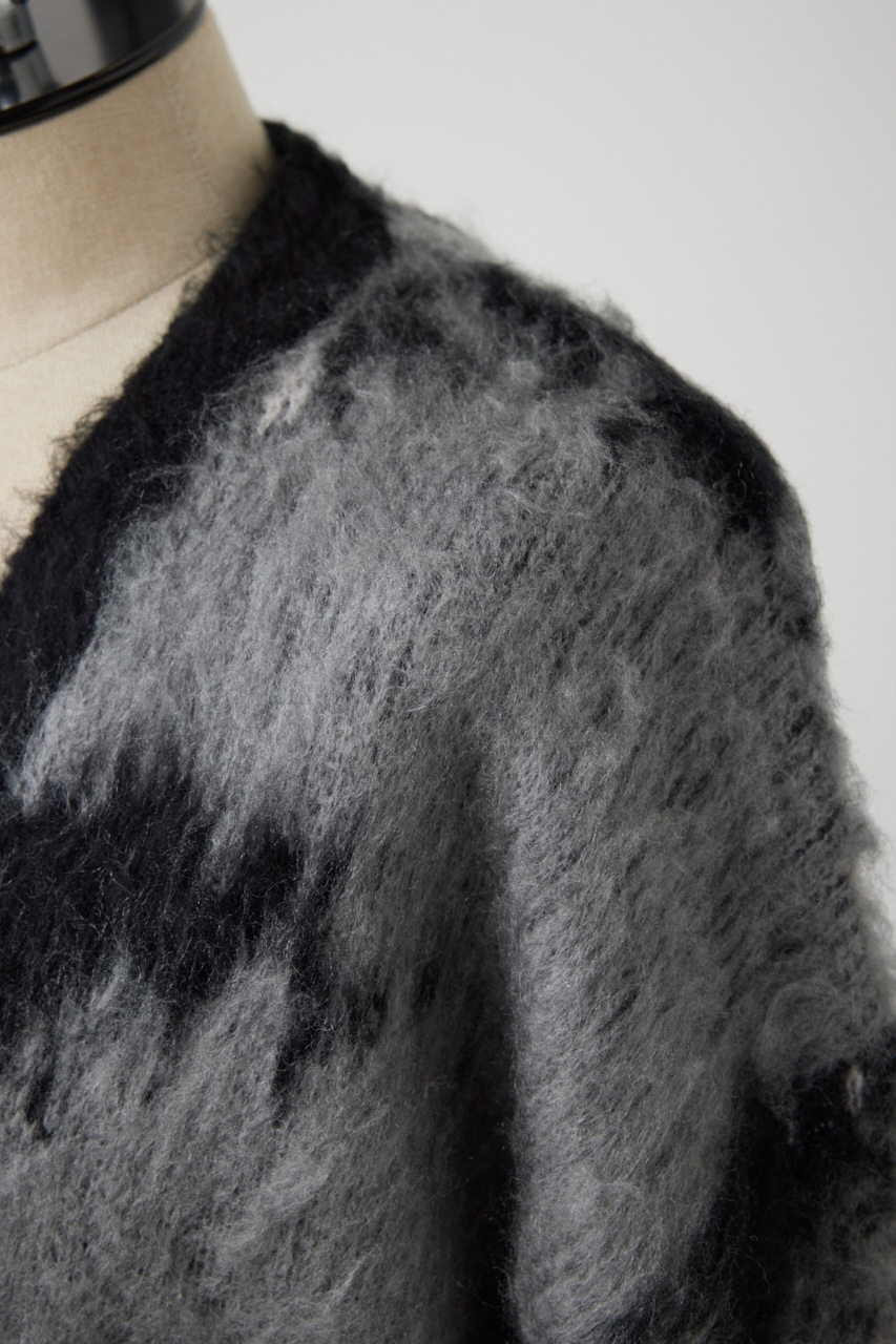 総柄モヘアライクカーディガン 柄BLK FREE