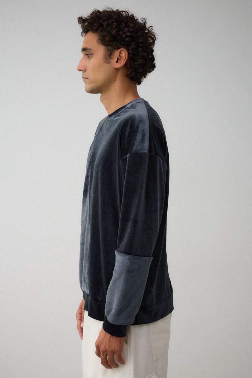 ファーパイルベロアドッキングトップス 柄BLK FREE