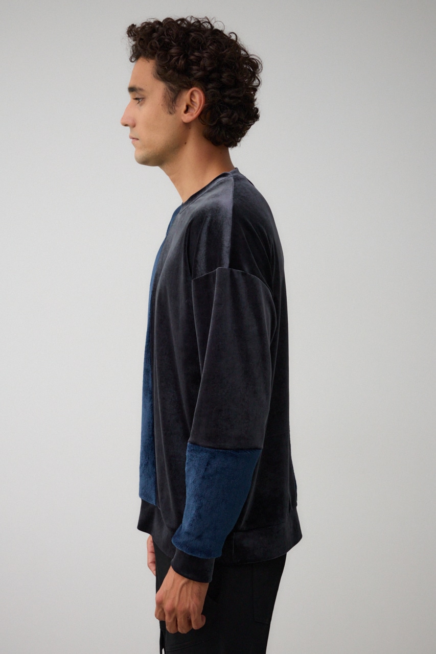 ファーパイルベロアドッキングトップス 柄NVY FREE