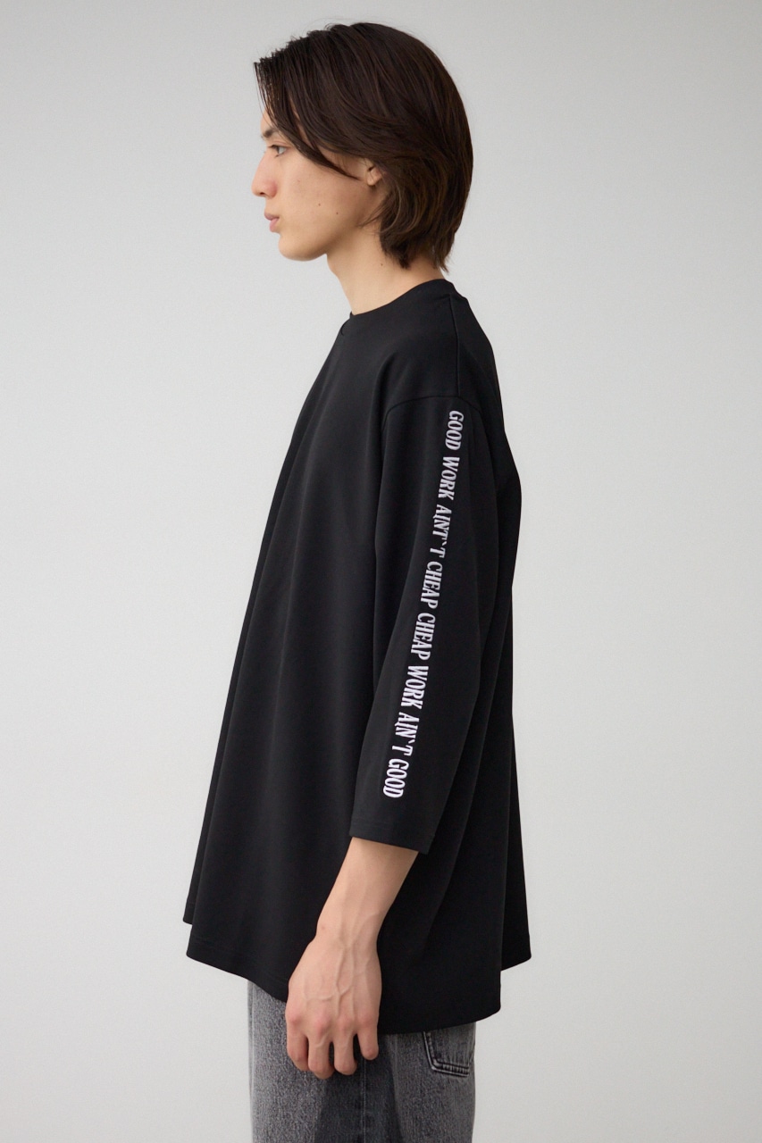 袖刺繍8分袖ビッグT BLK FREE