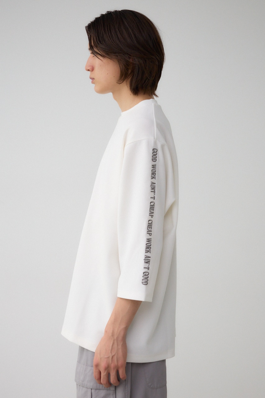 袖刺繍8分袖ビッグT WHT FREE