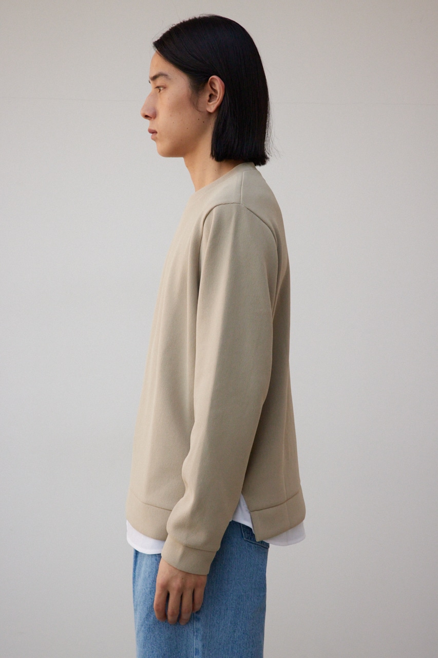 シャツレイヤードスリットニットソー BEG M