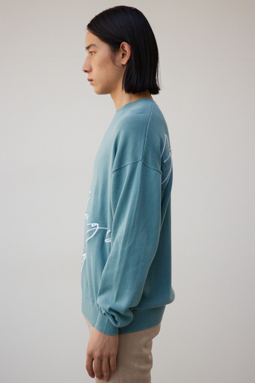 3D刺繍長袖ニットトップス L/BLU FREE