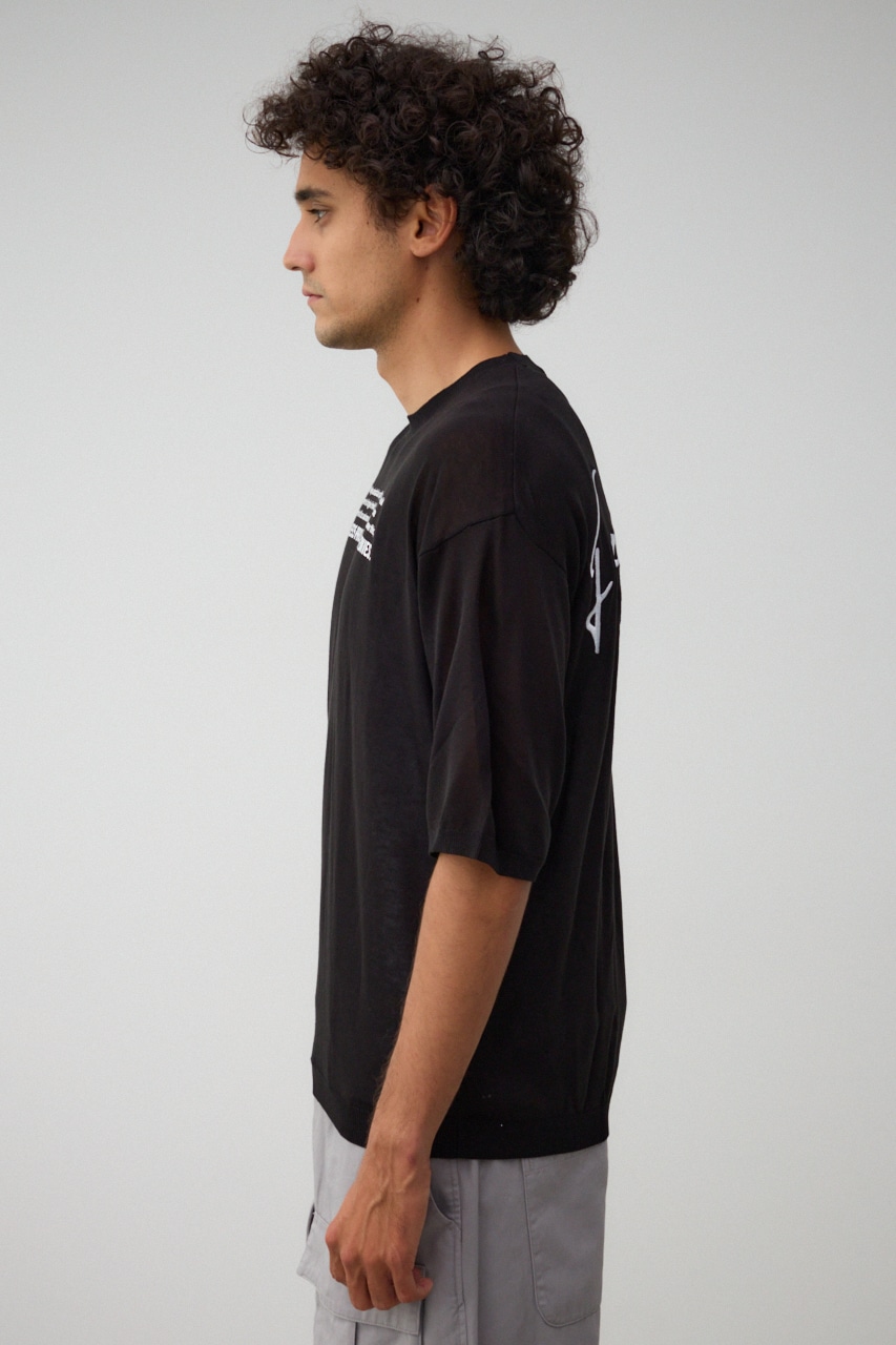 サマーニットグラフィックトップス BLK FREE