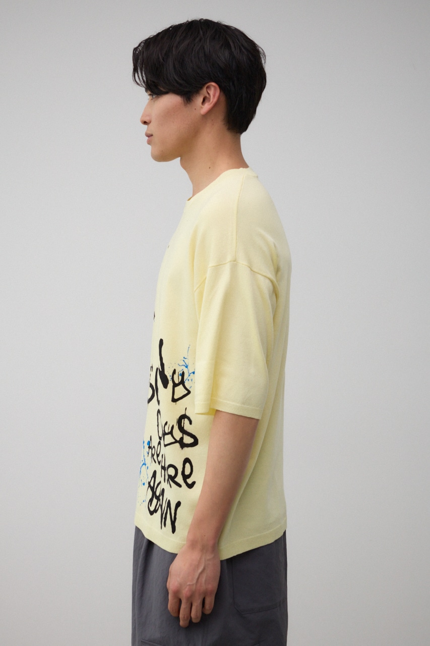 ペイントグラフィックニットトップス L/YEL FREE