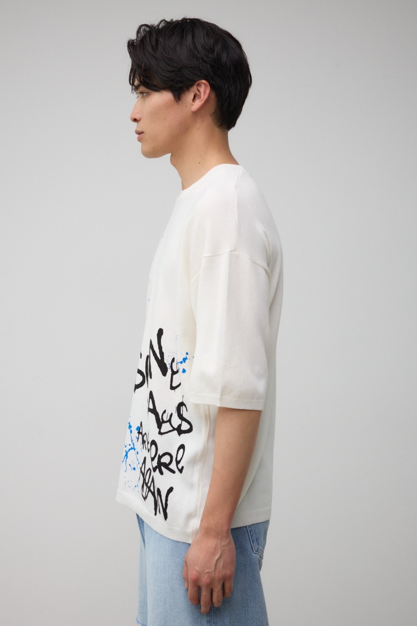 ペイントグラフィックニットトップス WHT FREE