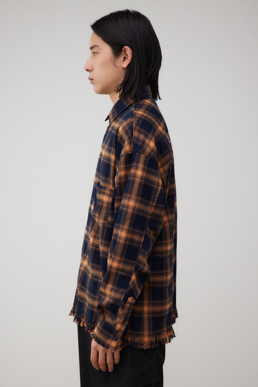 カットオフダメージシャツ 柄BEG FREE