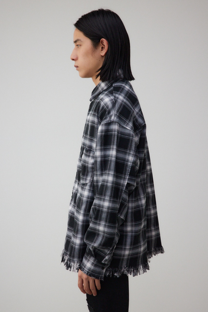 カットオフダメージシャツ 柄BLK FREE