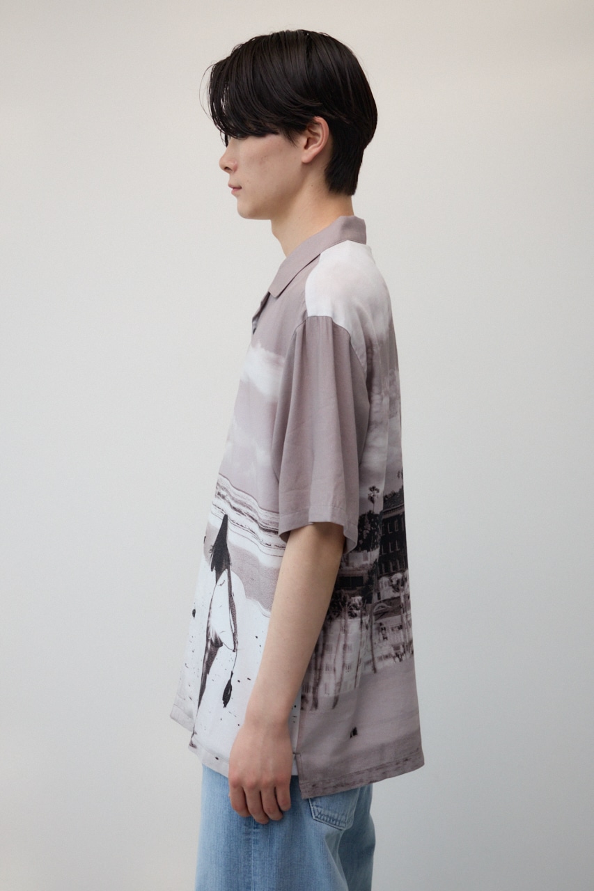 ビンテージ風サーフフォトシャツ 柄BEG FREE