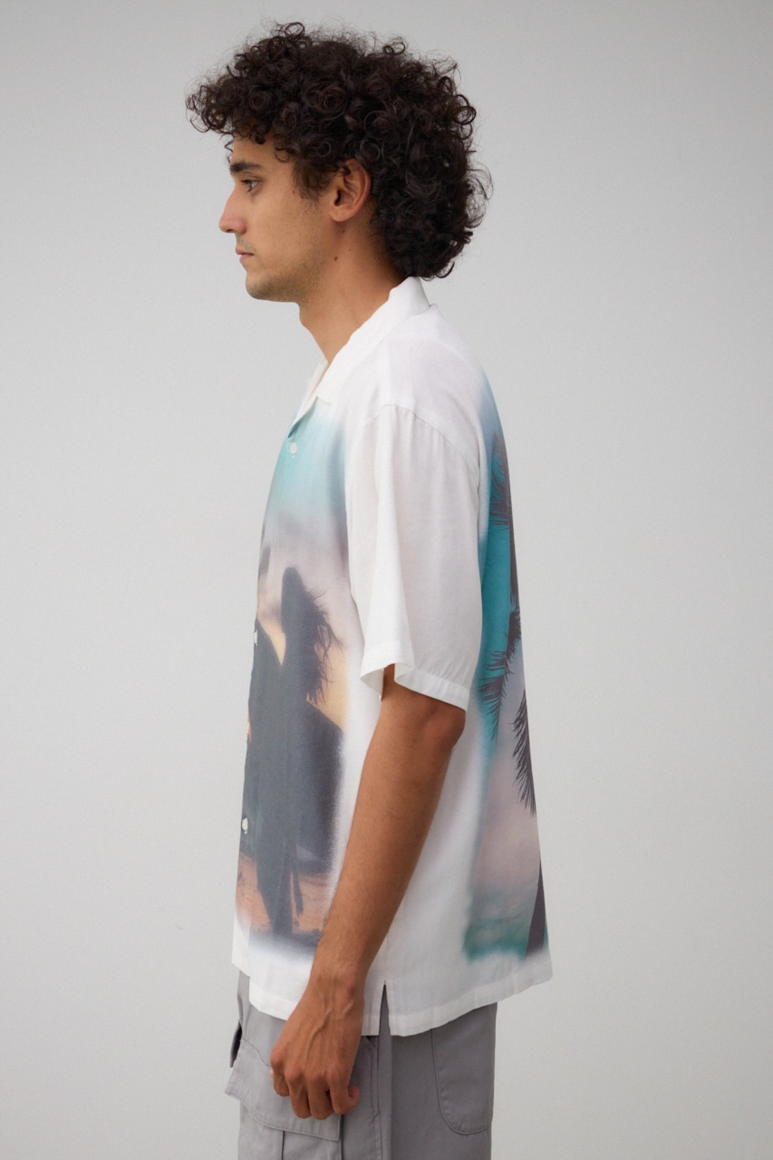 ビンテージ風サーフフォトシャツ 柄WHT FREE