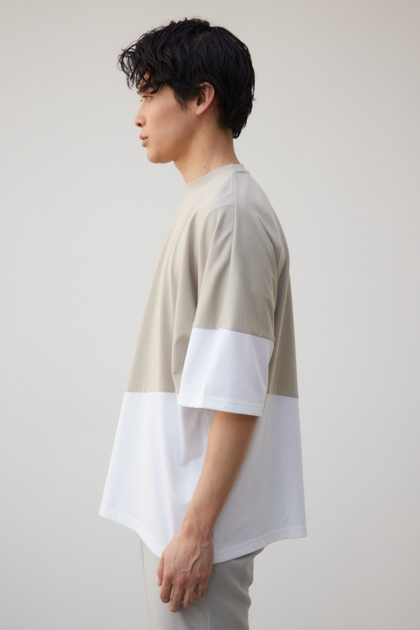 スイッチングバイカラートップス 柄BEG FREE