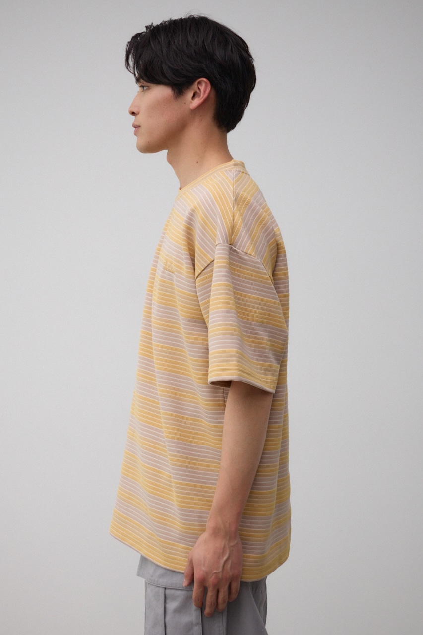 リップルジャガードボーダービッグTEE 柄BEG FREE