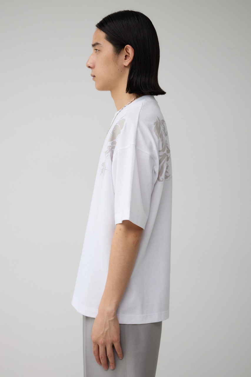 フラワープリント刺繍TEE WHT FREE