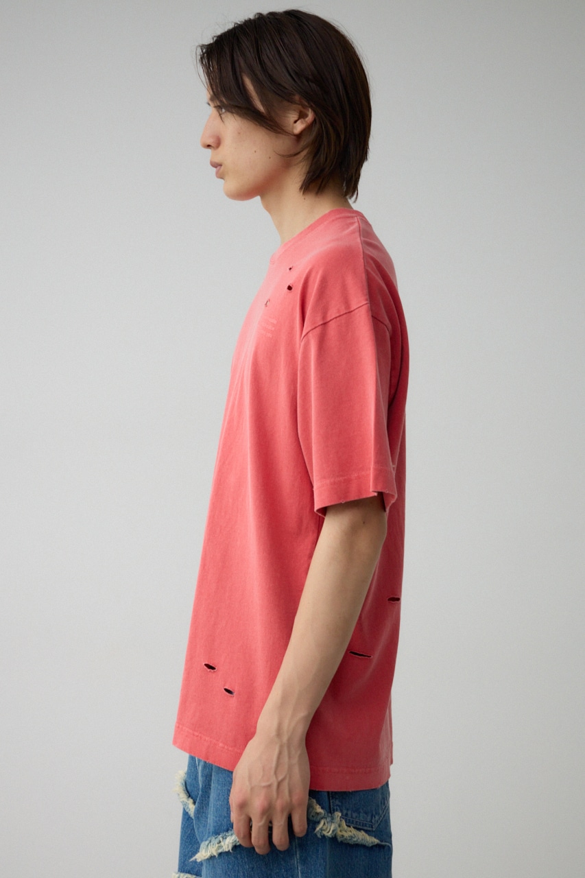 ピグメントダメージTシャツ RED FREE