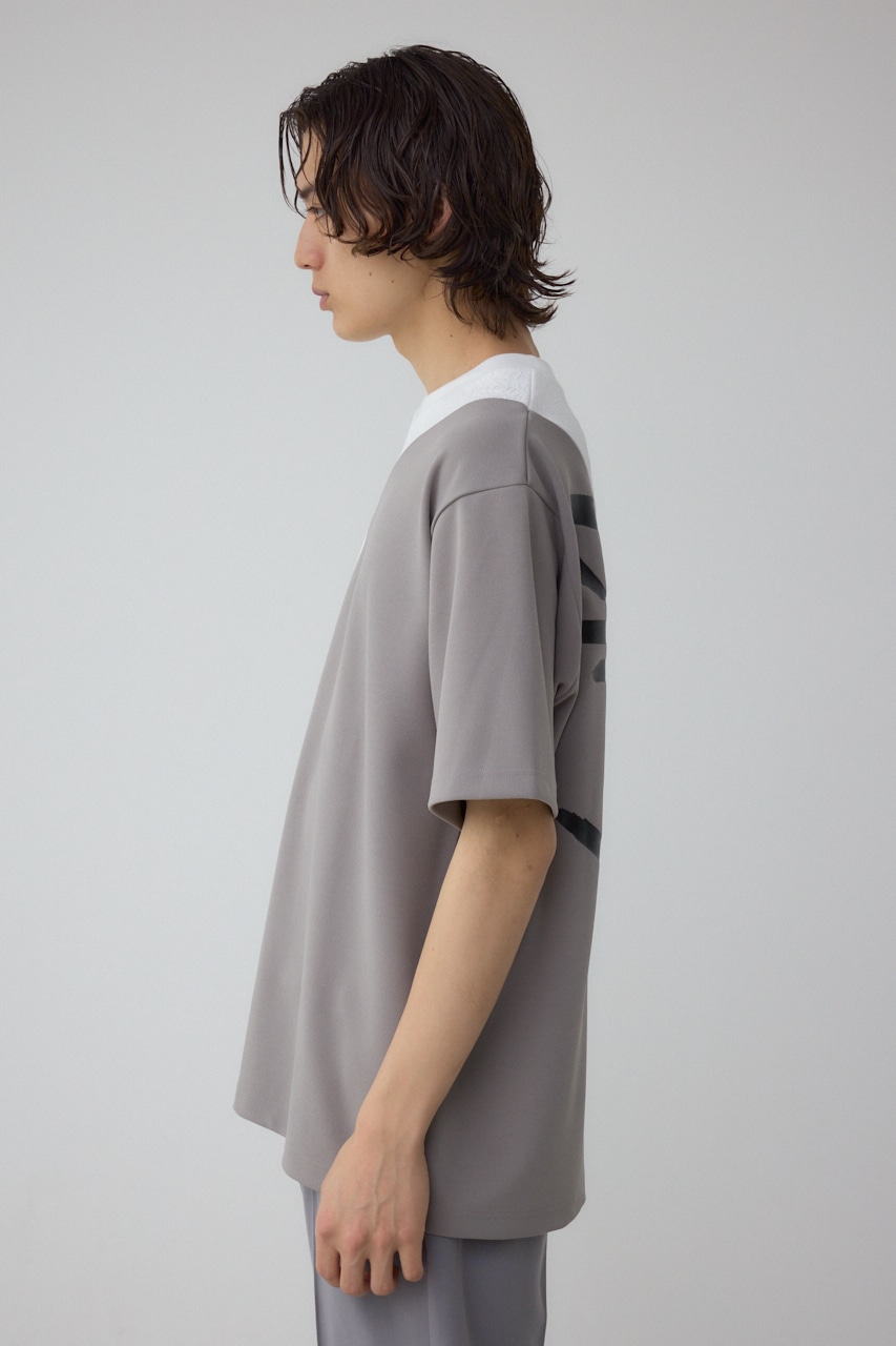 異素材スウィッチングラフィックTEE 柄WHT M