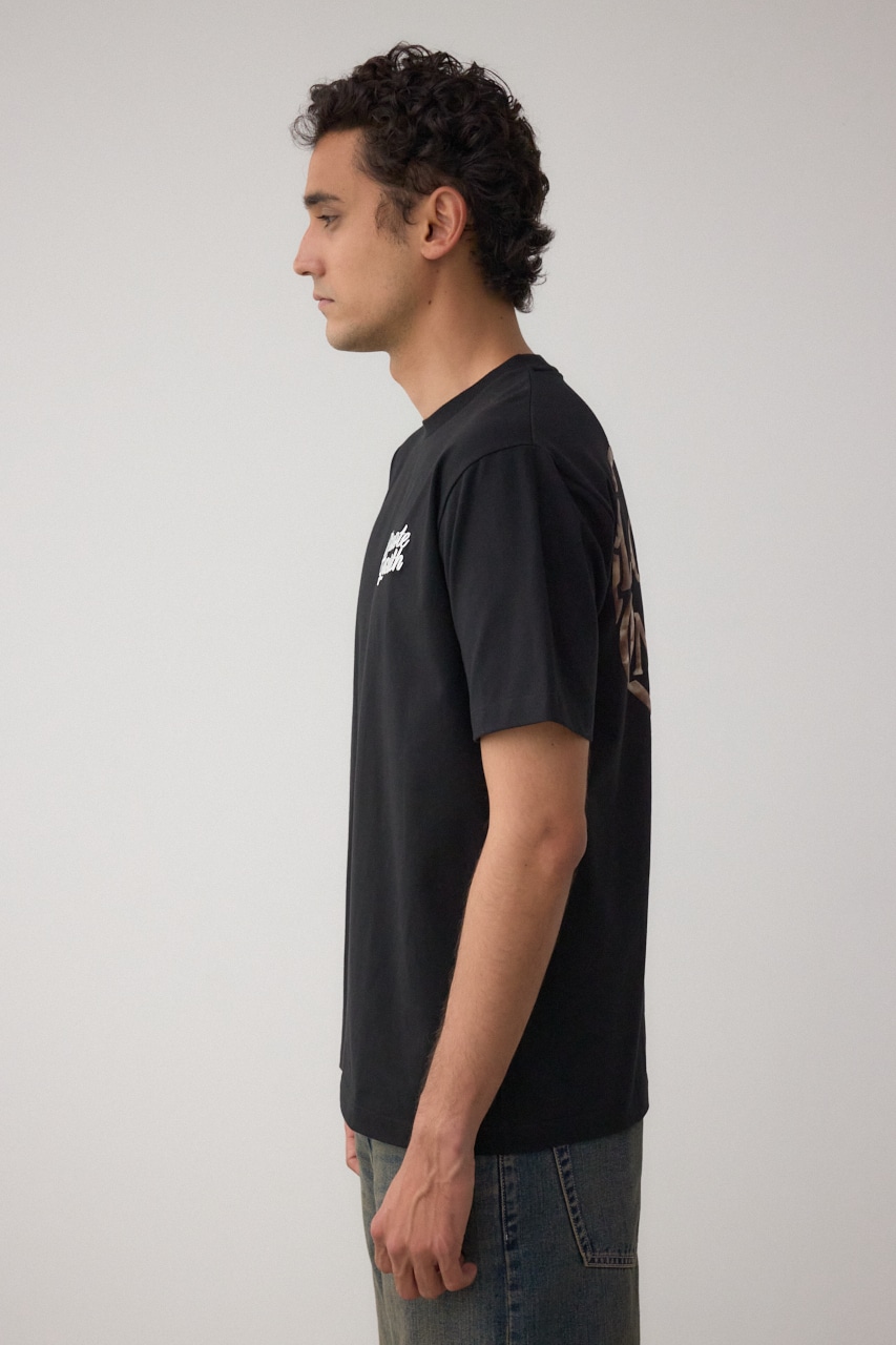 ハートゴールド発泡プリントTEE BLK L