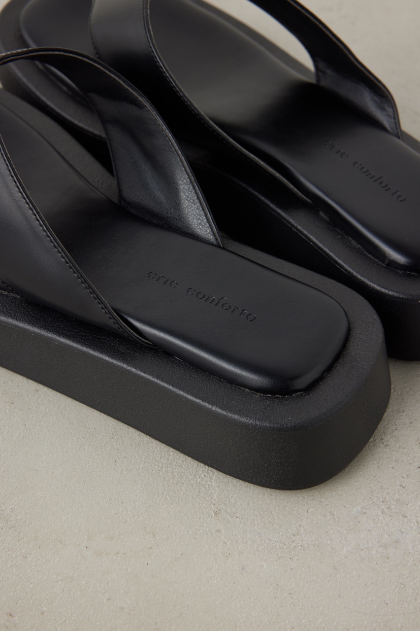 ジルサンダー サンダル トング チャンキーヒール ベルクロ 39 黒  