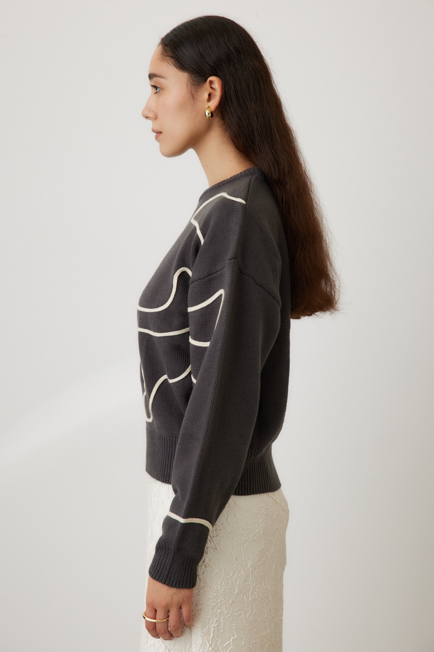 コードエンブロイダリーニット GRY FREE