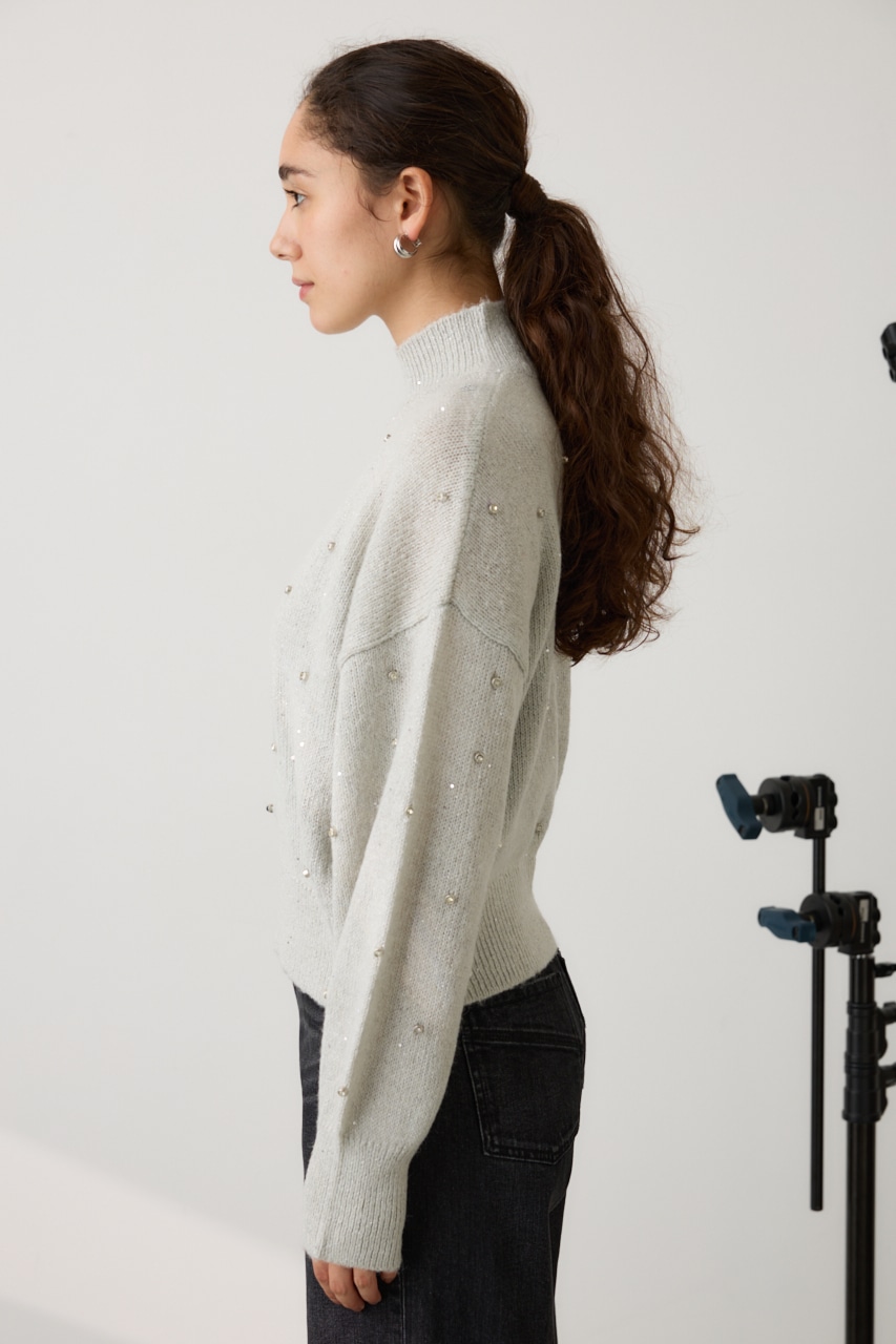 ラインストーンニット GRY FREE