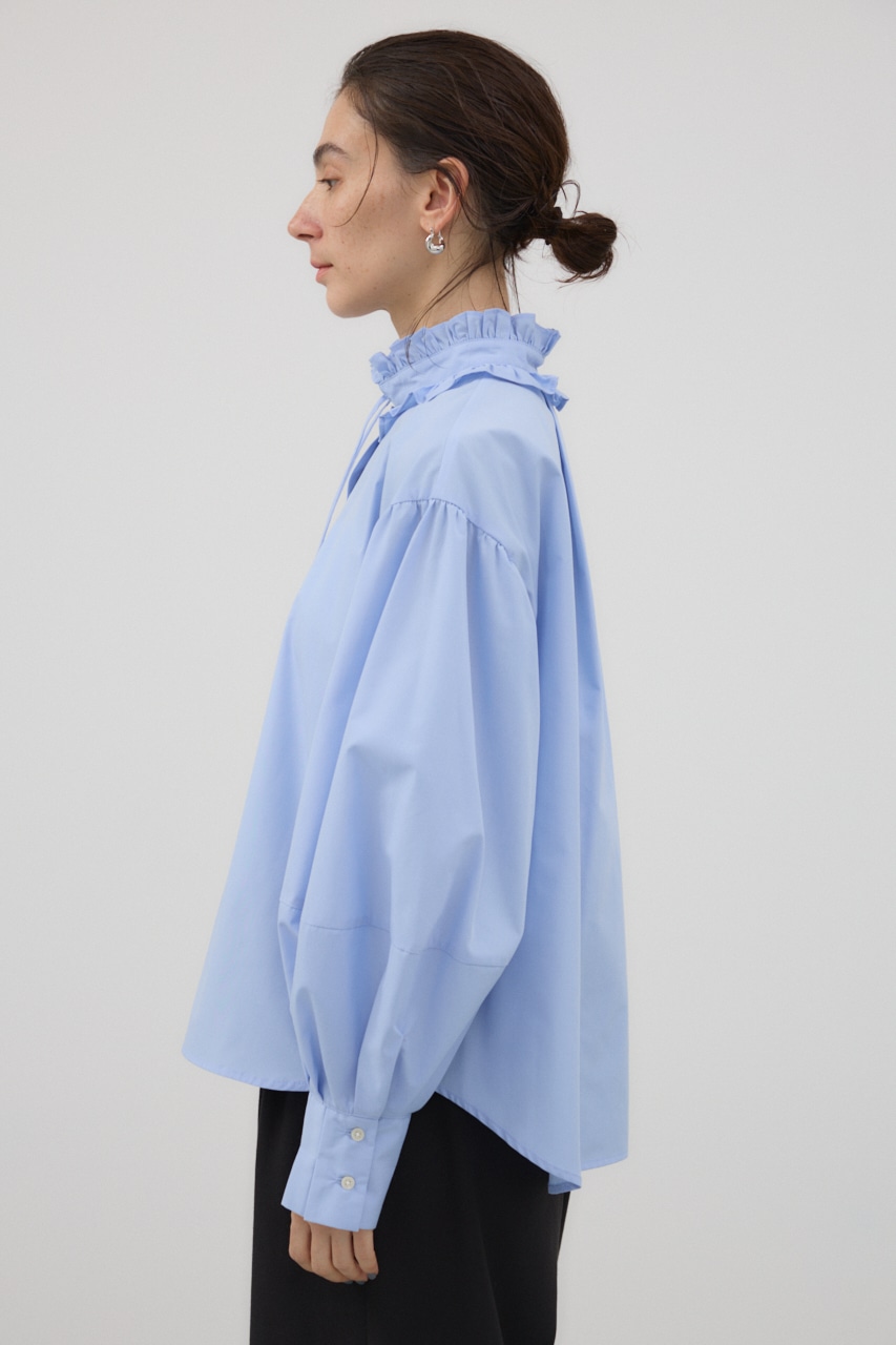 フリルスタンドカラーブラウス L/BLU FREE