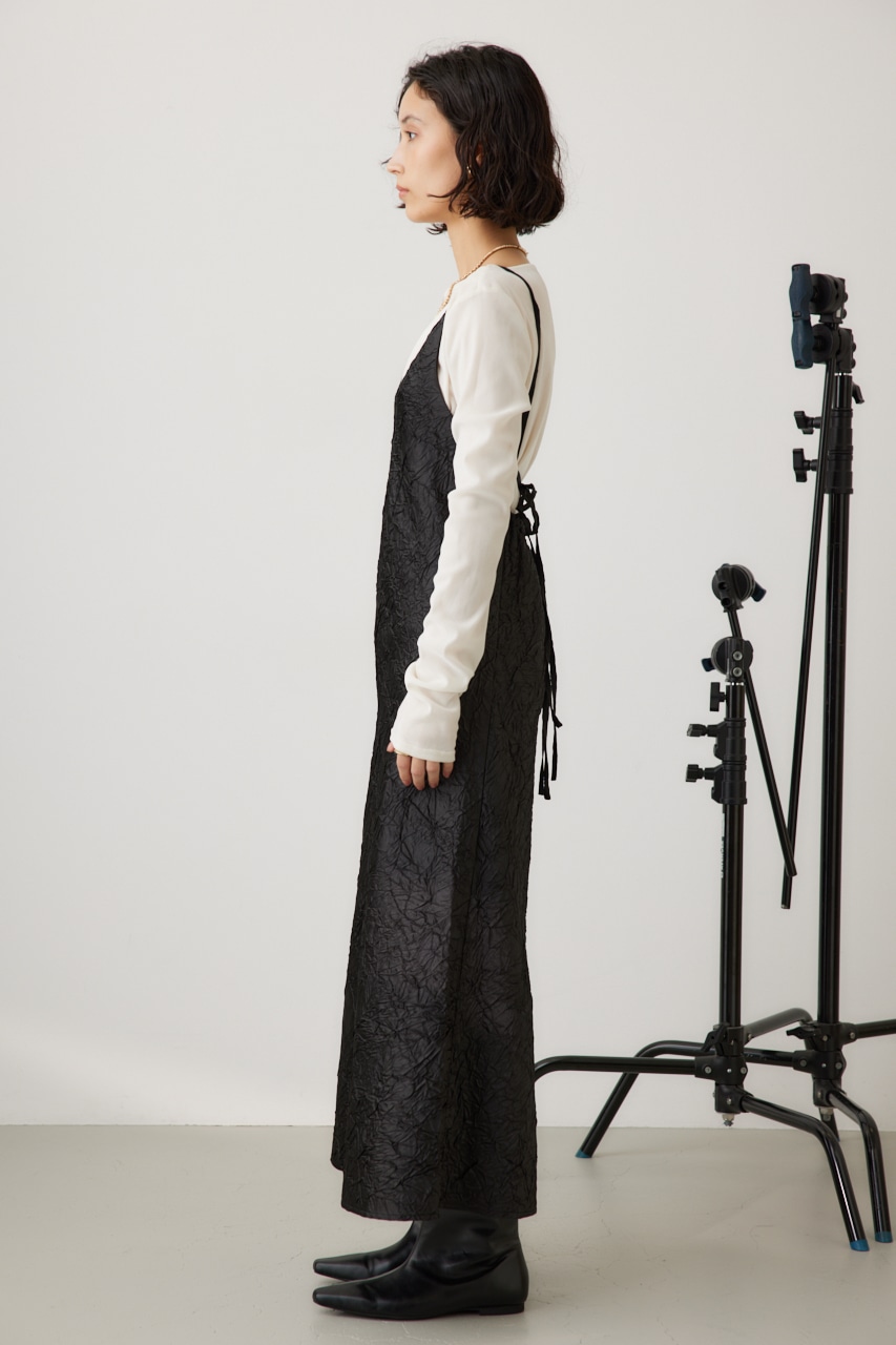 ワッシャーサテンキャミワンピース BLK S