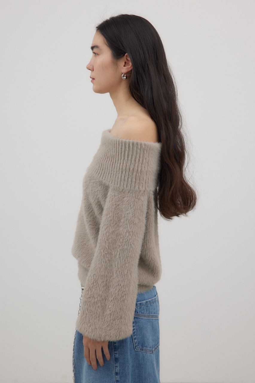 オフショルダーシャギーラメニット MOCHA FREE