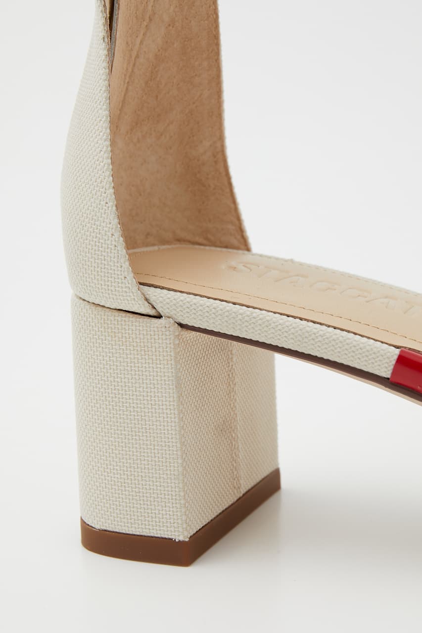 キャンバスクエアンクルストラップサンダル ECRU 24.0cm