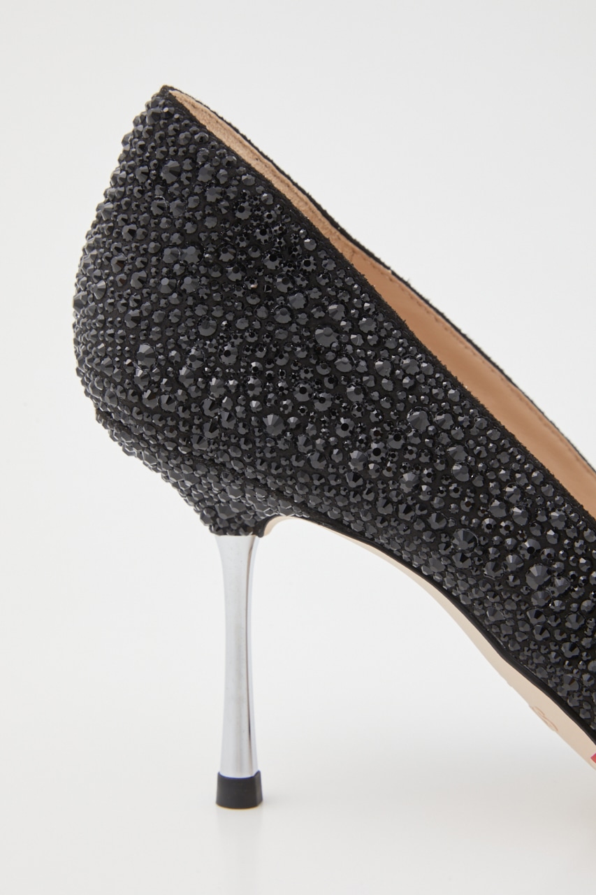 Vカットクイーンパンプス 柄BLK 22.5cm