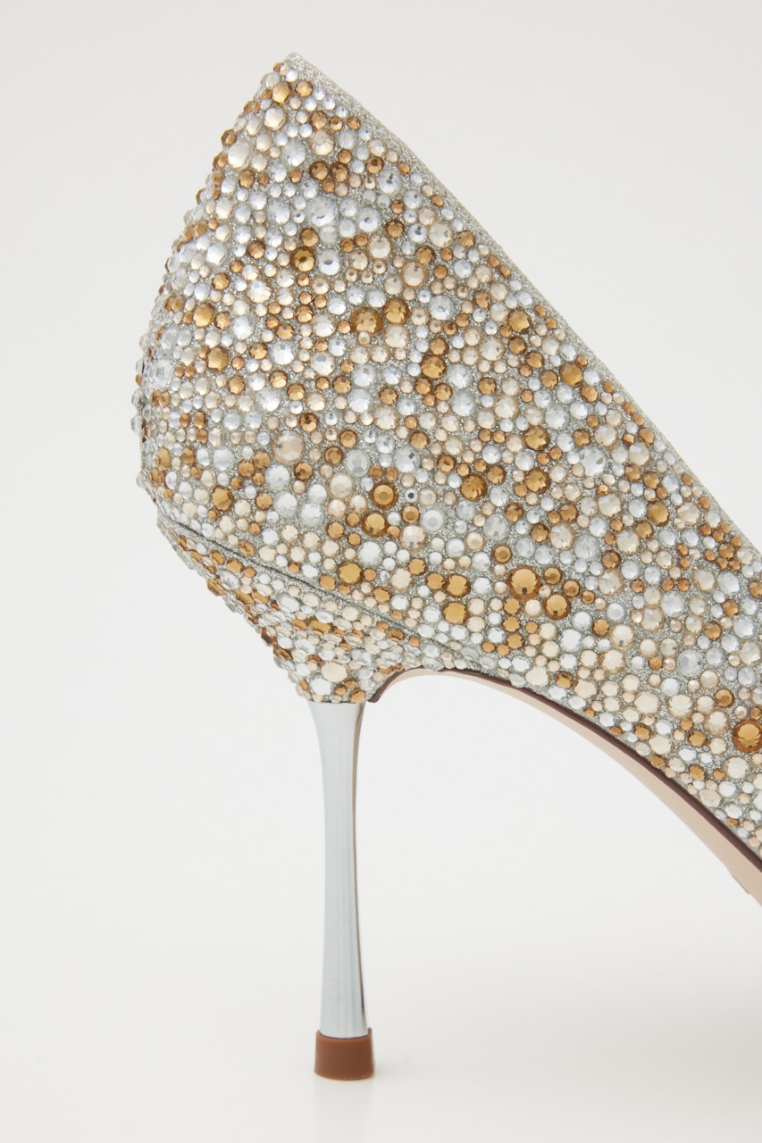 Vカットクイーンパンプス 柄SLV 24.0cm