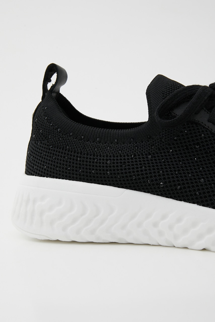 レースアップフラッフィースリッポン BLK 24.5cm