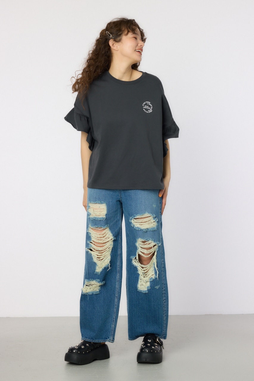 フリルスリーブトップス C.GRY FREE