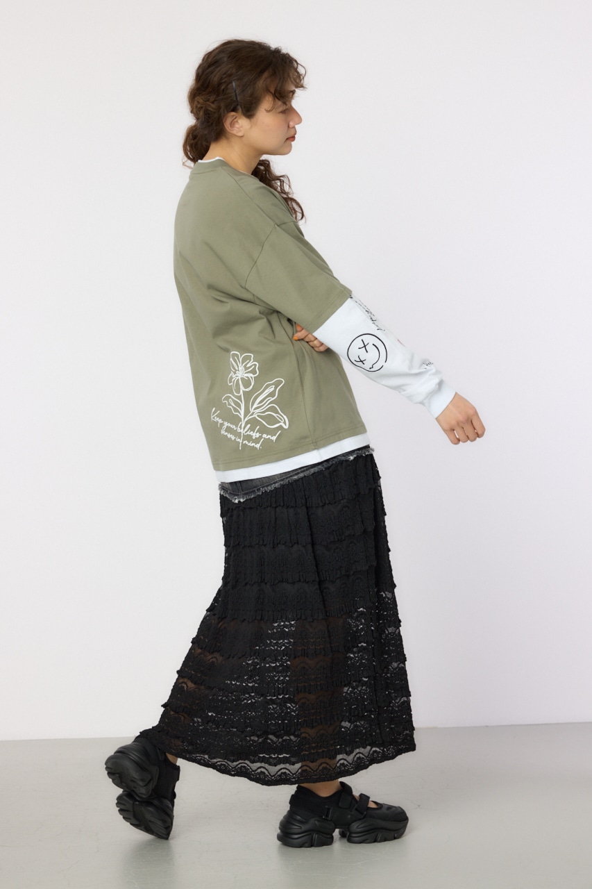 【UNISEX】フェイクレイヤードロングスリーブTシャツ KHA L