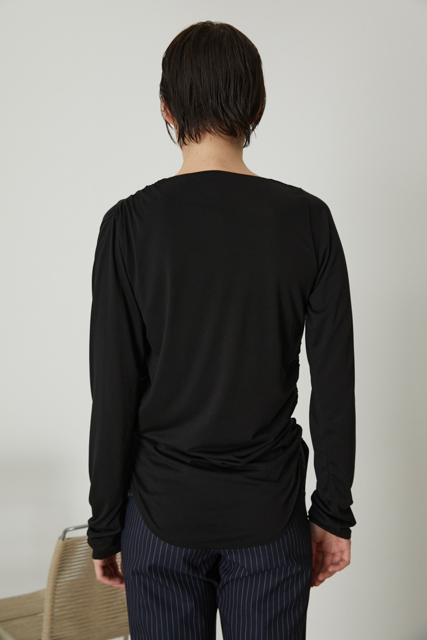 RIM.ARK | Asymmetry gather cut tops (Tシャツ・カットソー(長袖